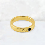 Princess Cut Black Onyx Hammered Flush-Set Wedding Band - Additional view