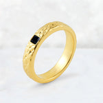 Princess Cut Black Onyx Hammered Flush-Set Wedding Band - Additional view