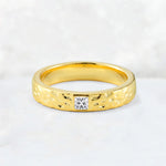 Princess Cut Lab Diamond Hammered Flush-Set Wedding Band - Additional view