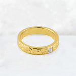 Princess Cut Lab Diamond Hammered Flush-Set Wedding Band - Additional view