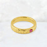 Princess Cut Ruby Hammered Flush-Set Wedding Band - Additional view