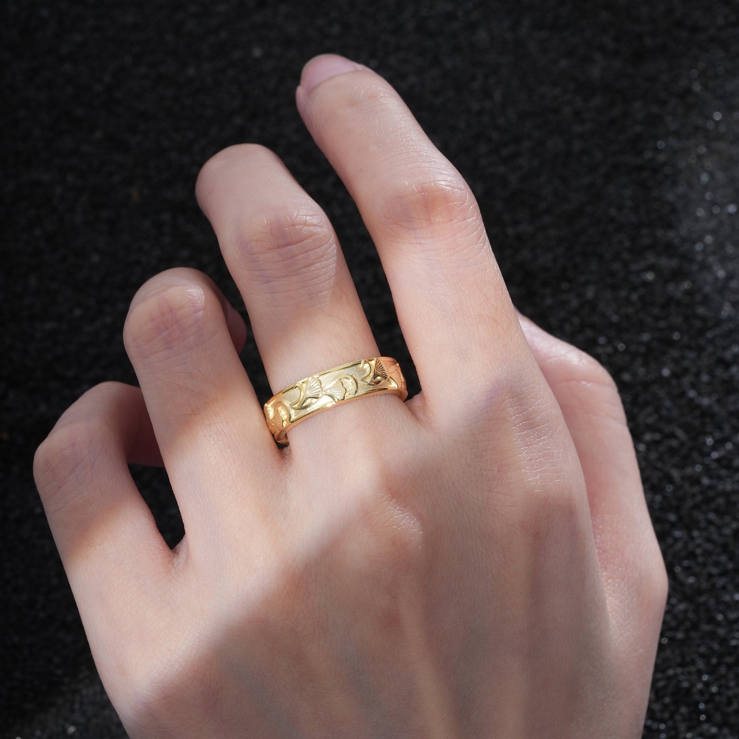 Simple Nature Inspired Men's Wedding Bands