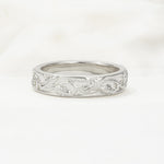 Nature-Inspired Engraved Leaf Vine Moissanite Wedding Band - Additional view