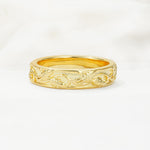 Nature-Inspired Engraved Leaf Vine Moissanite Wedding Band - Additional view