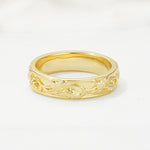 Nature-Inspired Engraved Leaf Vine Moissanite Wedding Band - Additional view
