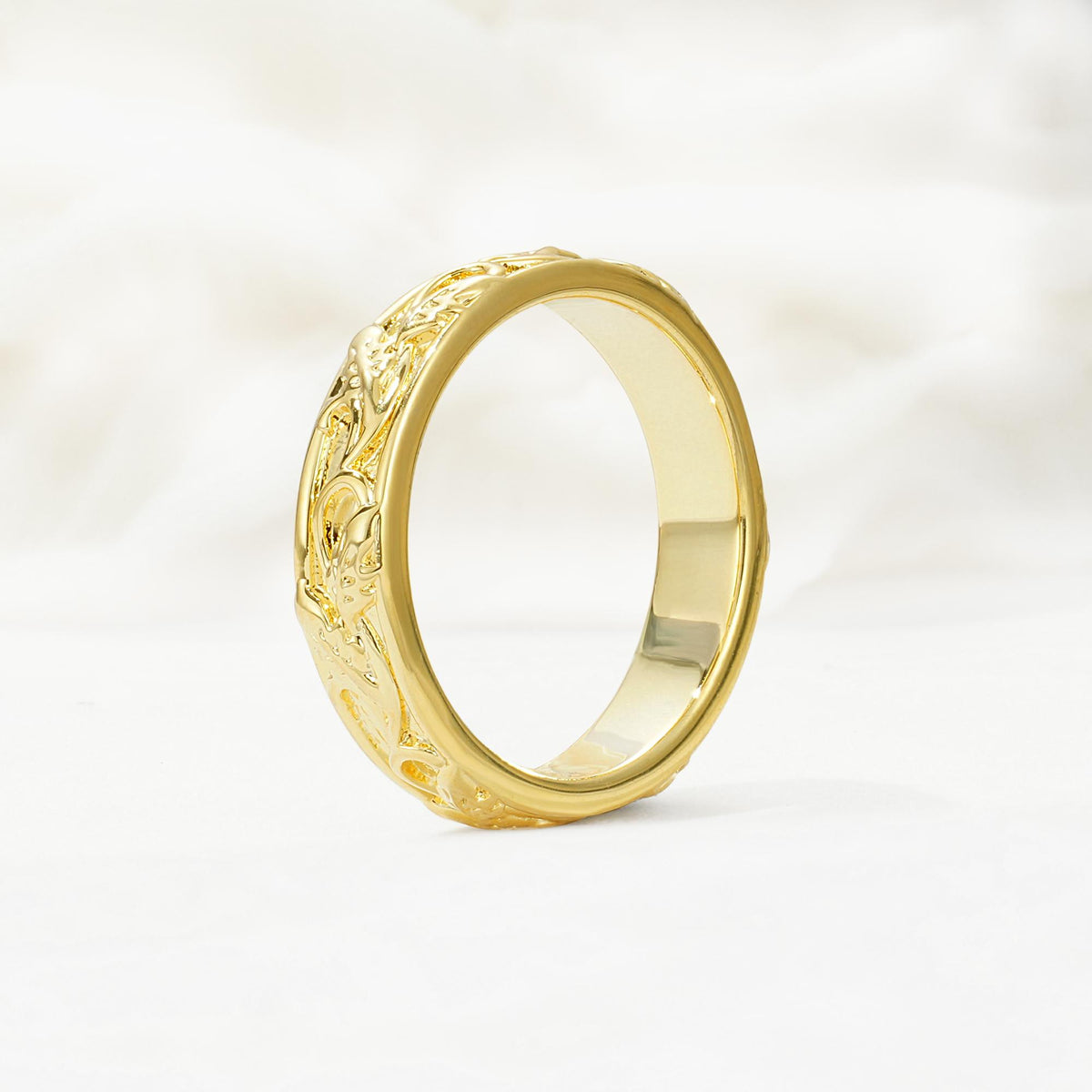 Nature-Inspired Engraved Leaf Vine Moissanite Wedding Band - Additional view