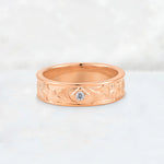 Round Cut Lab Diamond Engraved Men’s Wedding Band - Additional view