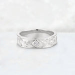 Round Cut Moissanite Engraved Men’s Wedding Band - Additional view