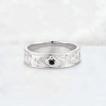Round Cut Black Onyx Engraved Men’s Wedding Band - Additional view