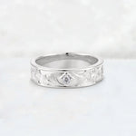 Round Cut Lab Diamond Engraved Men’s Wedding Band - Additional view