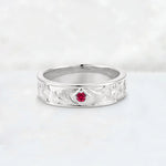 Round Cut Ruby Engraved Men’s Wedding Band - Additional view