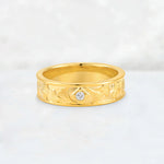 Round Cut Moissanite Engraved Men’s Wedding Band - Additional view