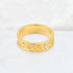 Round Cut Moissanite Engraved Men’s Wedding Band - Additional view