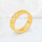 Round Cut Moissanite Engraved Men’s Wedding Band - Additional view