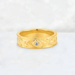 Round Cut Lab Diamond Engraved Men’s Wedding Band - Additional view