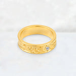 Round Cut Lab Diamond Engraved Men’s Wedding Band - Additional view