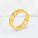 Round Cut Lab Diamond Engraved Men’s Wedding Band - Additional view