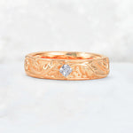 Nature-Inspired Princess Cut Moissanite Engraved Leaf Vine Wedding Band - Additional view