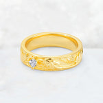 Nature-Inspired Princess Cut Moissanite Engraved Leaf Vine Wedding Band - Additional view