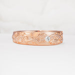 Vintage Leaf Engraved Solitaire Moissanite Men's Wedding Band - Additional view