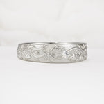 Vintage Leaf Engraved Solitaire Moissanite Men's Wedding Band - Additional view