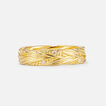Round Moissanite Braided Vine Wedding Band with Leaf Detail - Additional view