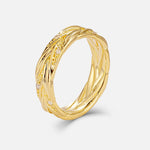 Round Moissanite Braided Vine Wedding Band with Leaf Detail - Additional view