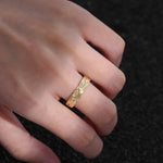 Round Moissanite Braided Vine Wedding Band with Leaf Detail - Additional view