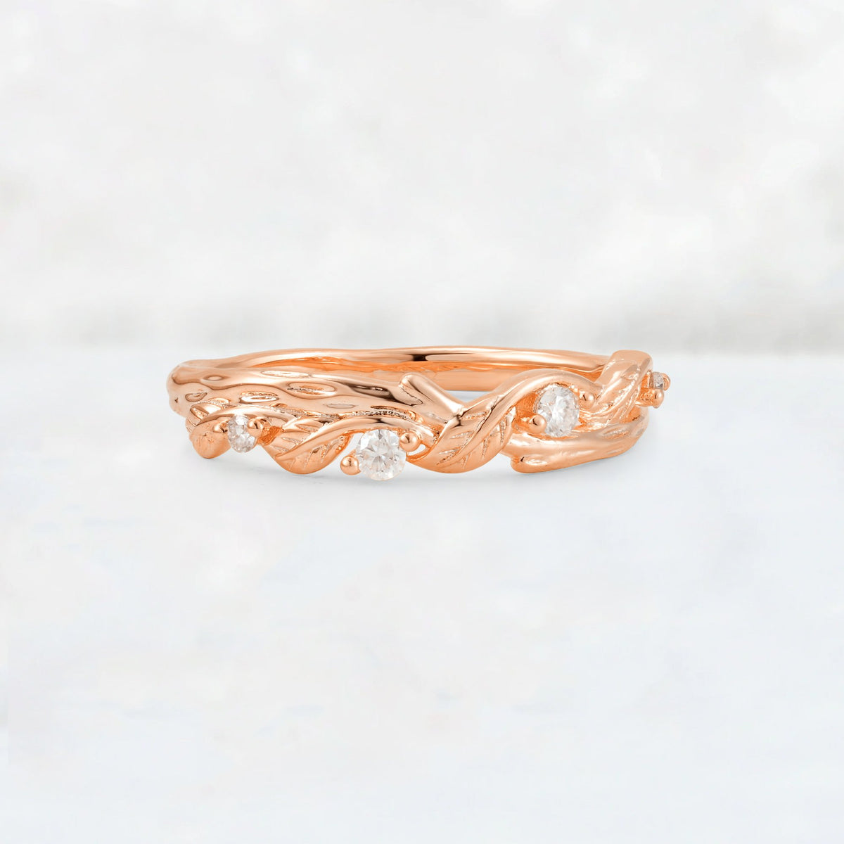 Round Cut Moissanite Vine Leaf Wedding Band - Additional view