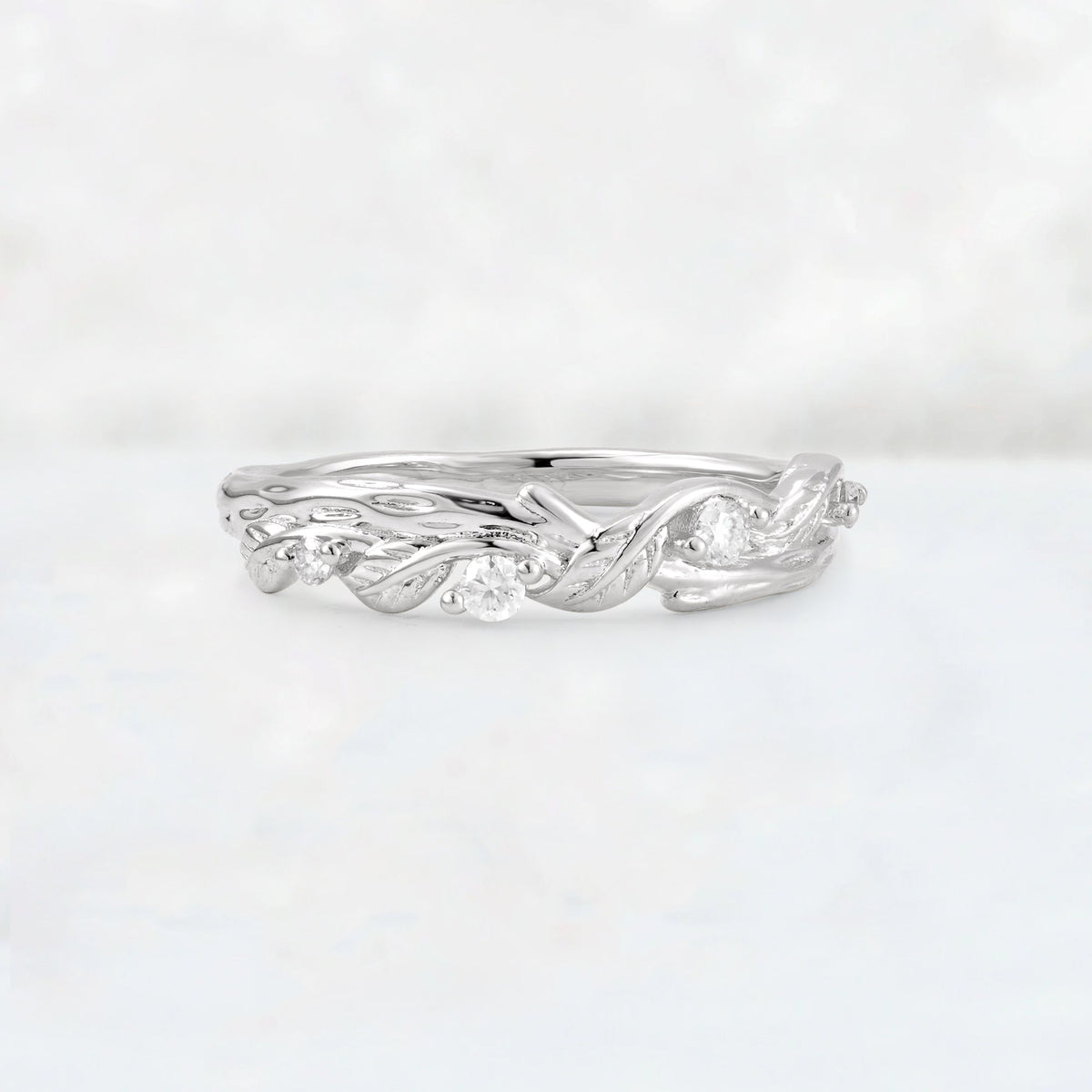 Round Cut Moissanite Vine Leaf Wedding Band - Additional view