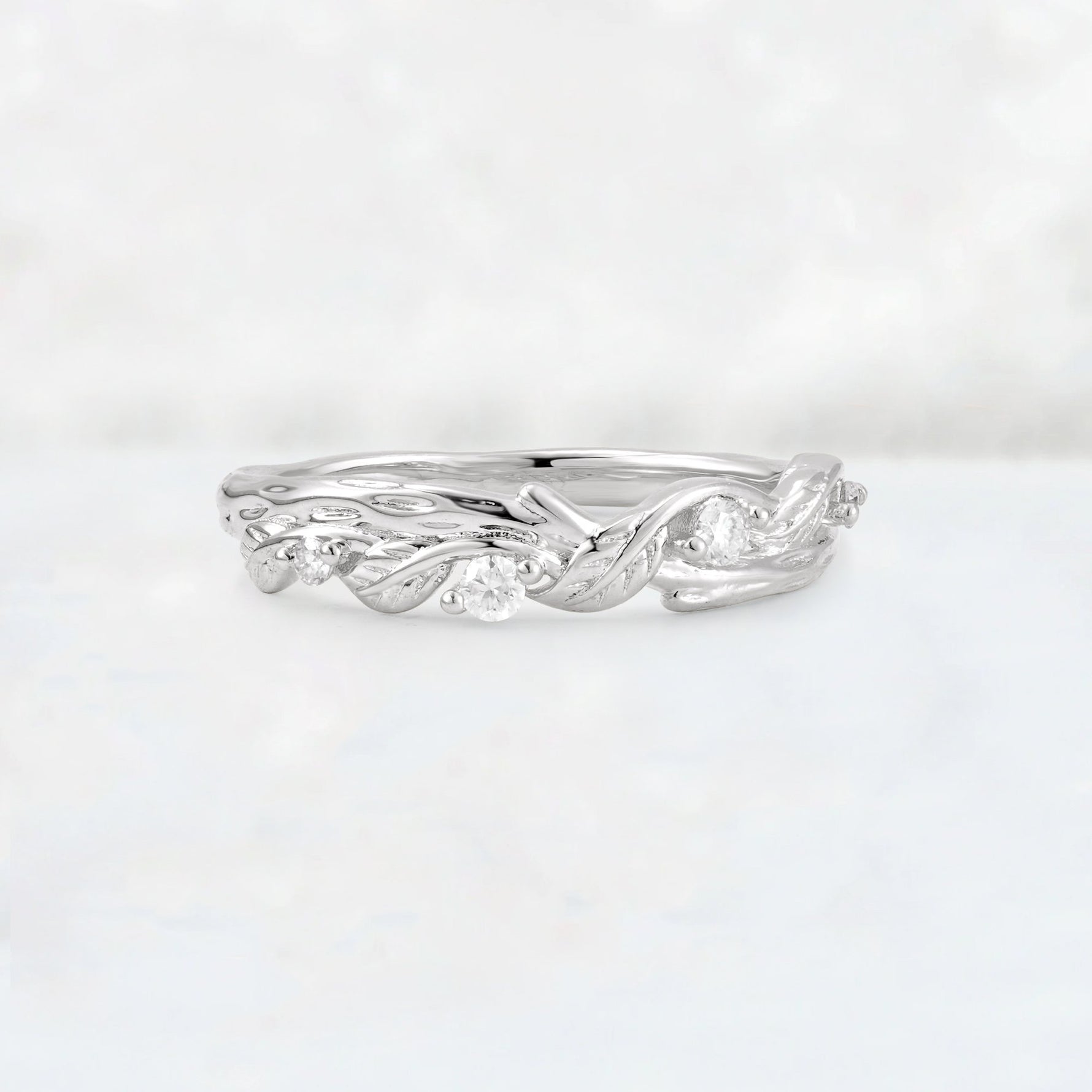 Round Cut Moissanite Vine Leaf Wedding Band - Additional view