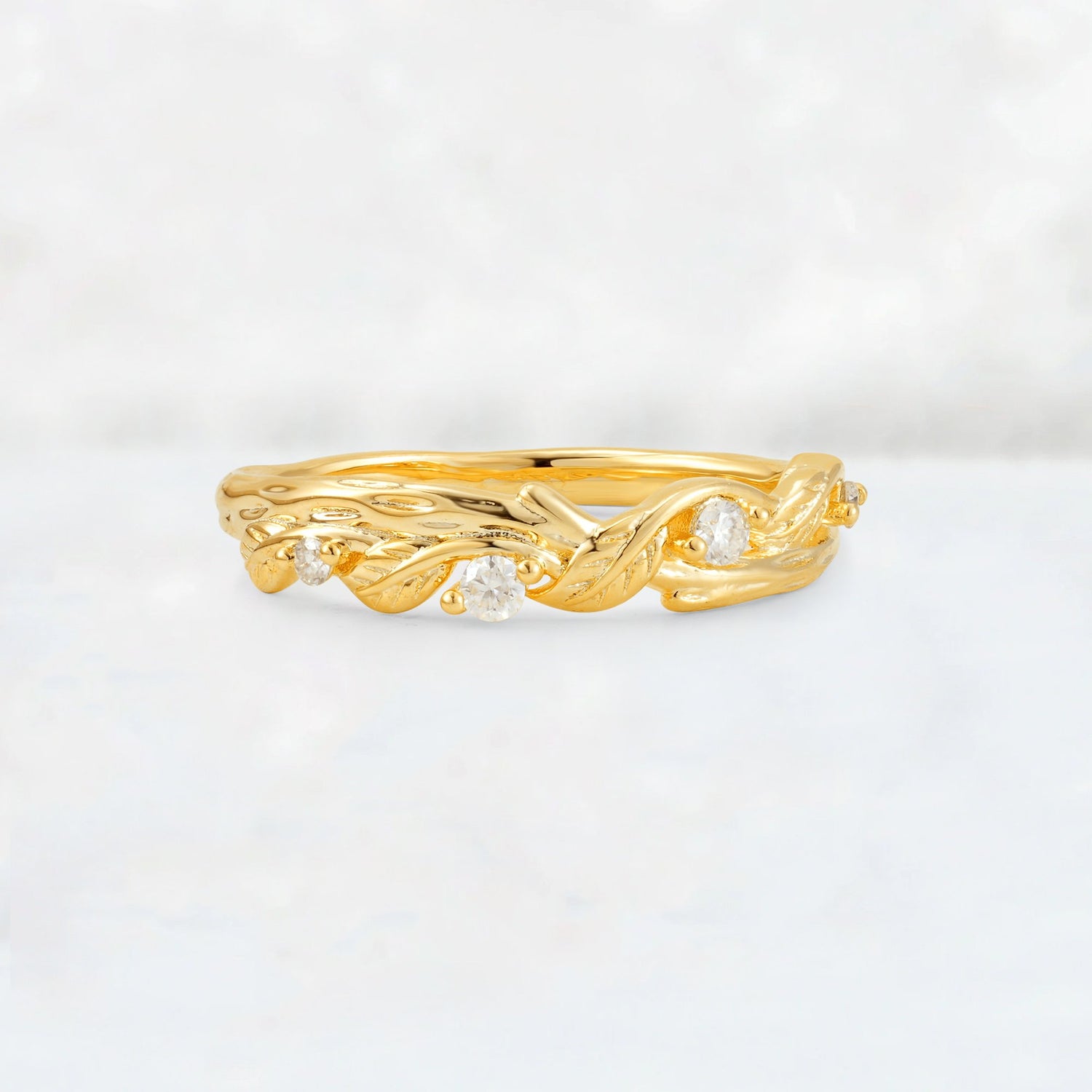 Round Cut Moissanite Vine Leaf Wedding Band - Additional view