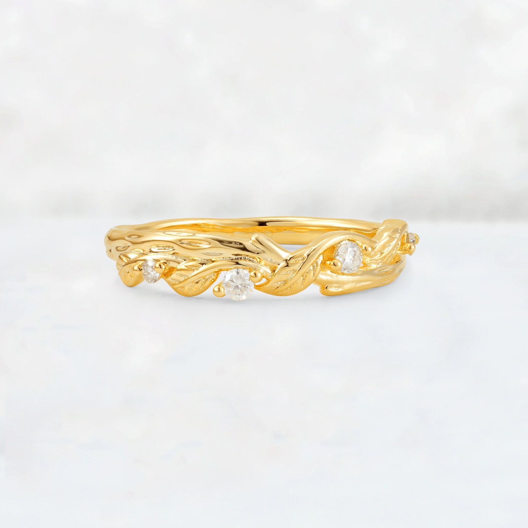 Round Cut Moissanite Vine Leaf Wedding Band - Additional view