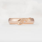 Botanical Leaf Engraved Band, Round Moissanite Accent Wedding Ring - Additional view