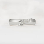 Botanical Leaf Engraved Band, Round Moissanite Accent Wedding Ring - Additional view