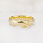 Botanical Leaf Engraved Band, Round Moissanite Accent Wedding Ring - Additional view