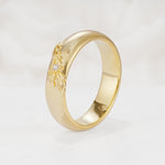 Botanical Leaf Engraved Band, Round Moissanite Accent Wedding Ring - Additional view