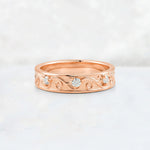 Round Cut Moissanite Scroll Vine Filigree Wedding Band - Additional view