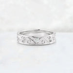 Round Cut Moissanite Scroll Vine Filigree Wedding Band - Additional view