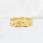 Round Cut Moissanite Scroll Vine Filigree Wedding Band - Additional view