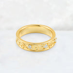 Round Cut Moissanite Scroll Vine Filigree Wedding Band - Additional view