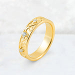 Round Cut Moissanite Scroll Vine Filigree Wedding Band - Additional view
