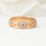 Vintage Emerald Cut Celtic Engraved Lab Diamond Wedding Band - Additional view