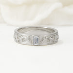 Vintage Emerald Cut Celtic Engraved Lab Diamond Wedding Band - Additional view