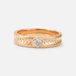 Hexagon Cut Moissanite Men’s Wedding Band with Chevron Engraved Detail - Additional view