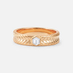 Hexagon Cut Lab Diamond Men’s Wedding Band with Chevron Engraved Detail - Additional view