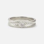Hexagon Cut Moissanite Men’s Wedding Band with Chevron Engraved Detail - Additional view