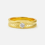 Hexagon Cut Moissanite Men’s Wedding Band with Chevron Engraved Detail - Additional view