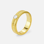 Hexagon Cut Lab Diamond Men’s Wedding Band with Chevron Engraved Detail - Additional view