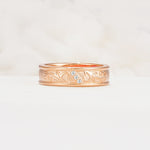 Vintage Round Cut Scroll Engraved Accent Moissanite Wedding Band - Additional view